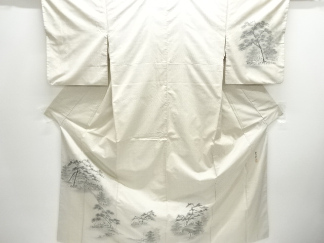 JAPANESE KIMONO / HOMONGI / SILK / SHIRO OSHIMA TSUMUGI / SCENERY OF HOUSES / ARTIST WORK